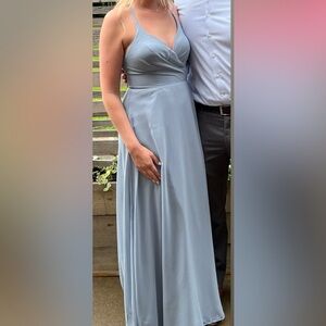 Azazie dusty blue chiffon dress